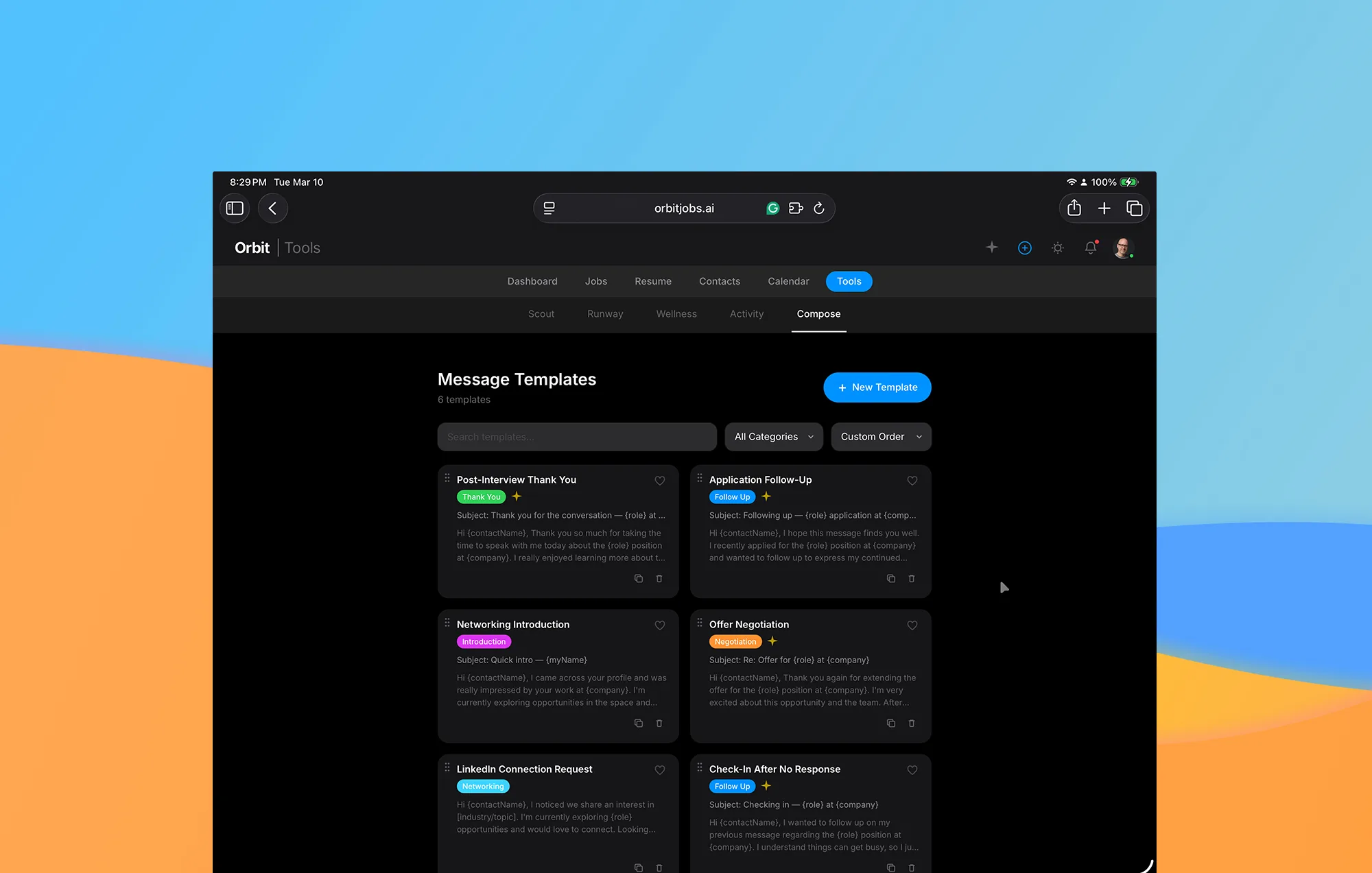 Orbit smart follow-up reminders with email templates for job applications